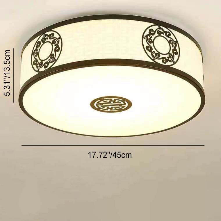 LunaHalo LED Deckenleuchte | Modernes Chinesisches Design | Runder Stoffschirm | Dimmbar