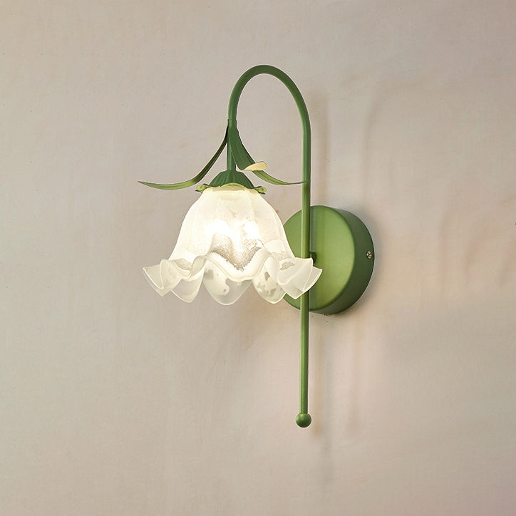 Lunaris Wandlampe Nordic Vintage Design | Kürbisglas | Florales Muster | 1-Flammig | Wandleuchte