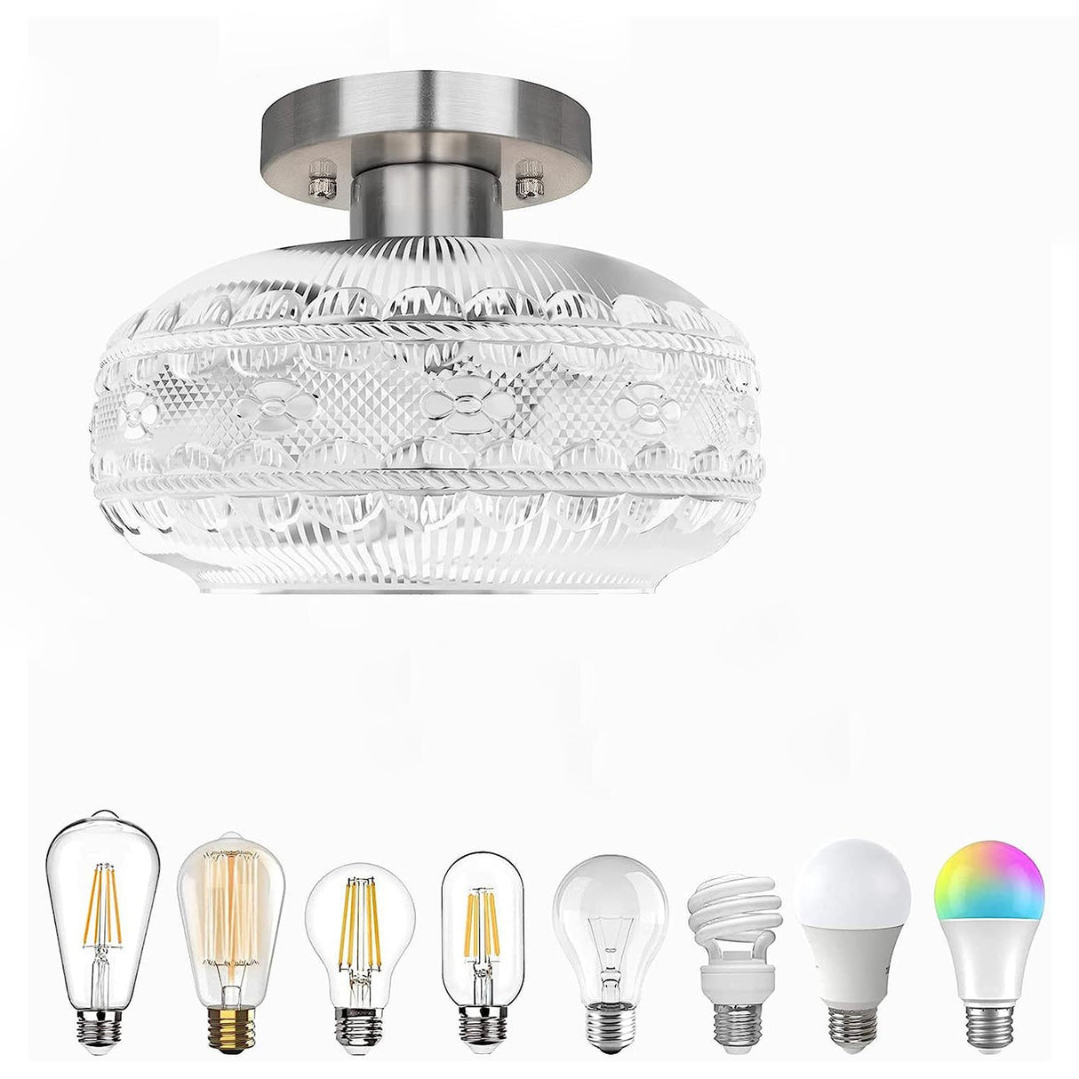 LustraTex Deckenleuchte | Texturiertes Glas | Industrial Design | Halb-Einbau für Wohnzimmer