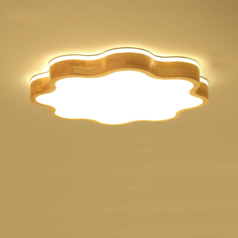 Blomina LED Deckenleuchte | Blütenförmiges Holzdesign | Nordic Stil | Dimmbar & Farbwechsel | Deckenlampe