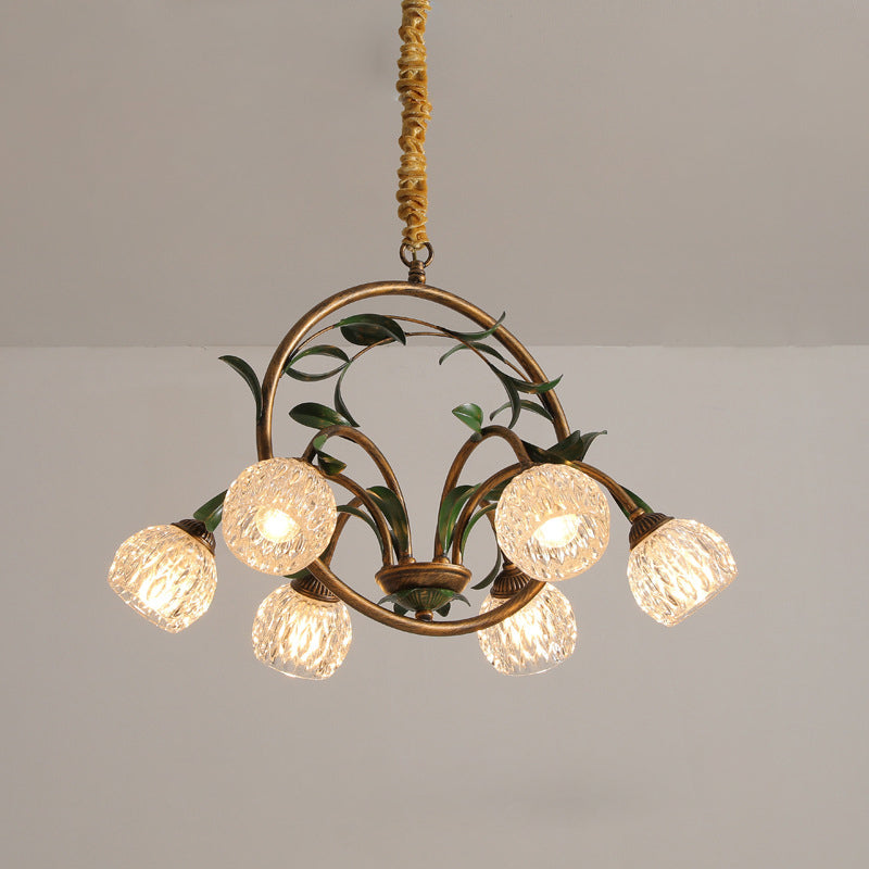 LuxeArc Kronleuchter im Art-Deco-Stil | 6/8 Lichter | Eisen & Kristallglas-Tulpen | Elegantes Design für Wohnzimmer