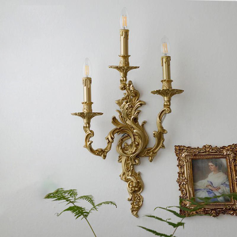 ÉclatLuxe Französische Wandleuchte | Messing Candelabra | 2/3 Flammen | Klassisches Design für Schlafzimmer