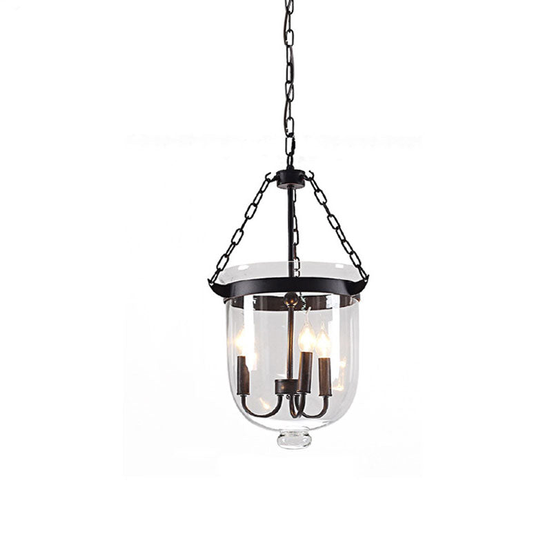 RusticaLume Kronleuchter | Runde Glaslaterne | Rustikales Design | 3-flammig | Wohnzimmer-Beleuchtung