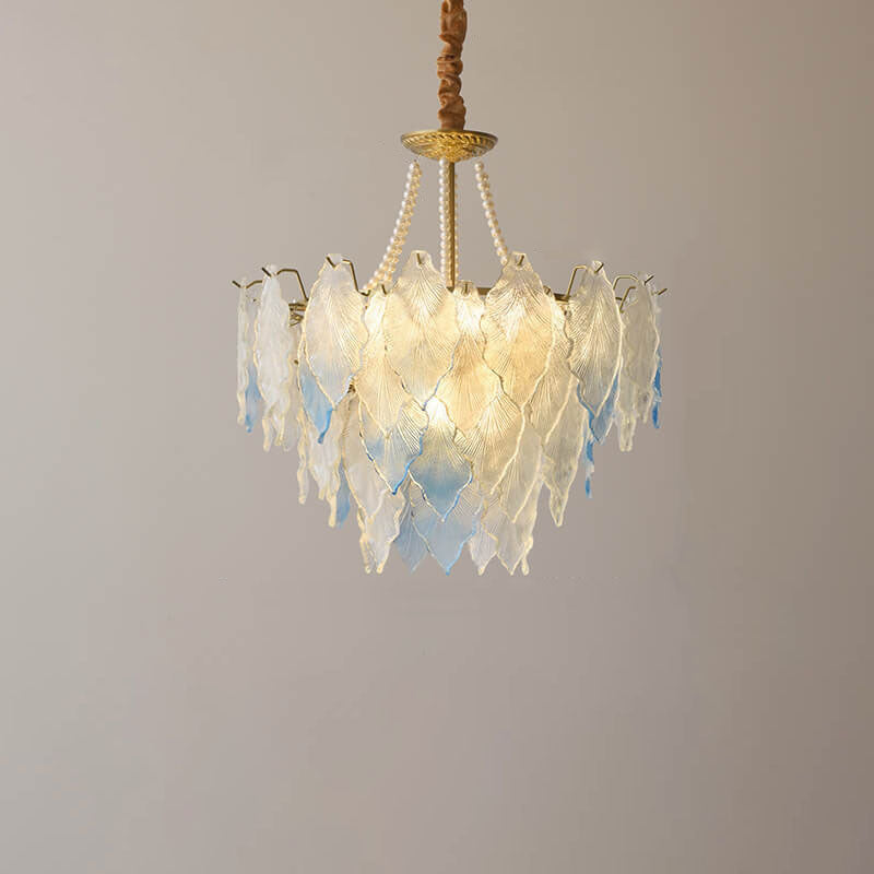 LeafElegance Kronleuchter im französischen Stil | Baumblatt-Design | 3/6/9/12 Lichter | Eisen & Kupfer mit Glaskristallen