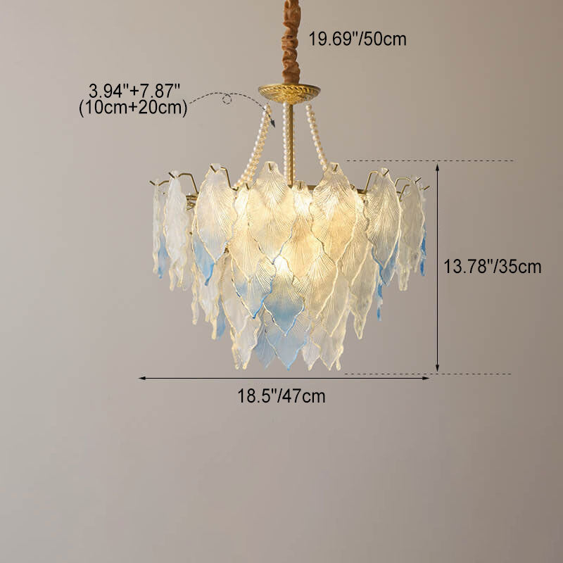 LeafElegance Kronleuchter im französischen Stil | Baumblatt-Design | 3/6/9/12 Lichter | Eisen & Kupfer mit Glaskristallen