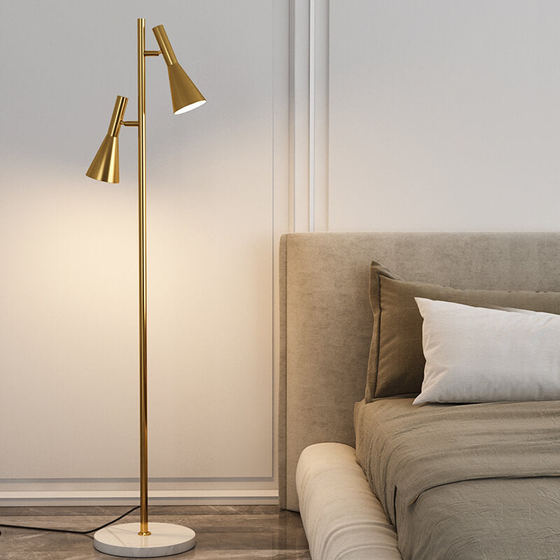 LumoHorn Nordic Design Stehlampe | Minimalistische Drehbare 2-Licht Lampe | Modernes Stehleuchten-Design