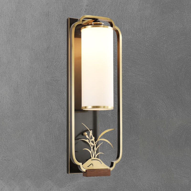 Luminaria Moderne Wandlampe | Kupfer & Glas | Chinesisches Design | Säulenring-Licht