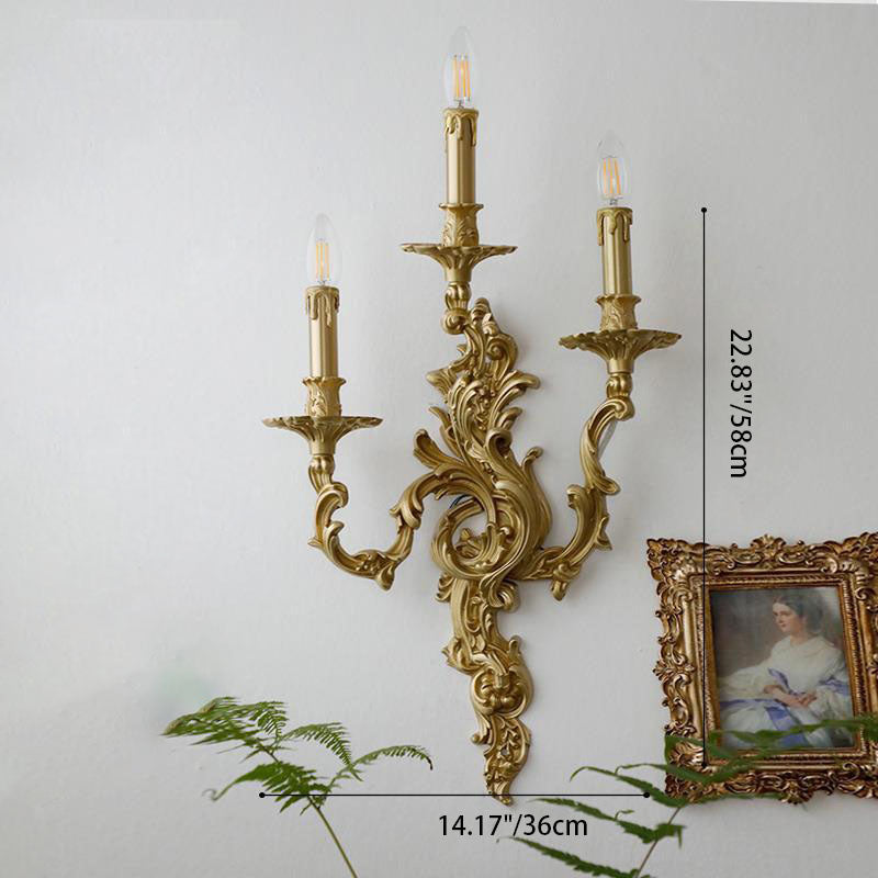 ÉclatLuxe Französische Wandleuchte | Messing Candelabra | 2/3 Flammen | Klassisches Design für Schlafzimmer