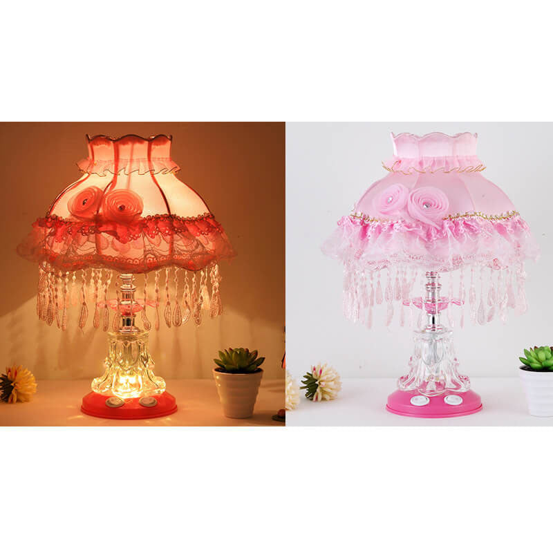 Elarion Glow Tischlampe | Europäisches Design | Stoffschirm & Glasfuß | Dimmbar | Romantische Beleuchtung