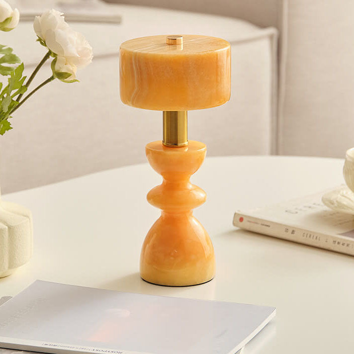 LumiIron Minimalistische LED Tischlampe mit Marmorfuß | USB-Anschluss | Dekorative Beleuchtung | Weiß, Orange, Grün, Translucent Weiß