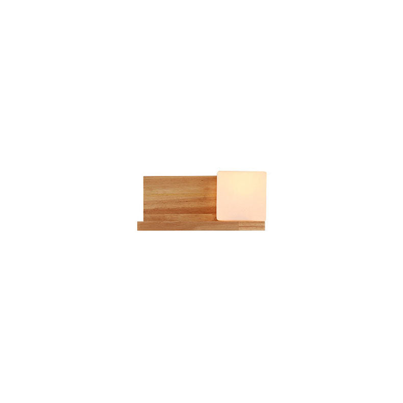 ZenSquare Wandlampe | Japanisches Minimalistisches Design | Holz & Glas | 1-Licht