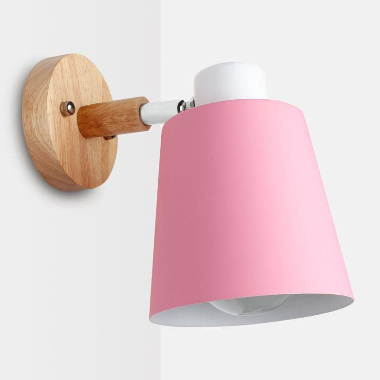 Woodoria Minimalistische Wandlampe | Eisen & Holz | Farbige Wandleuchte | Nordic Design