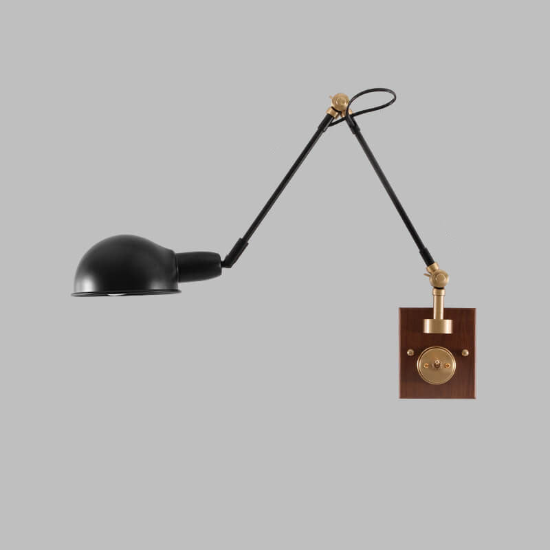 Walvora Vintage Wandlampe | Japanisches Design | Drehbar | Holz & Metall | Wandleuchte für Zuhause