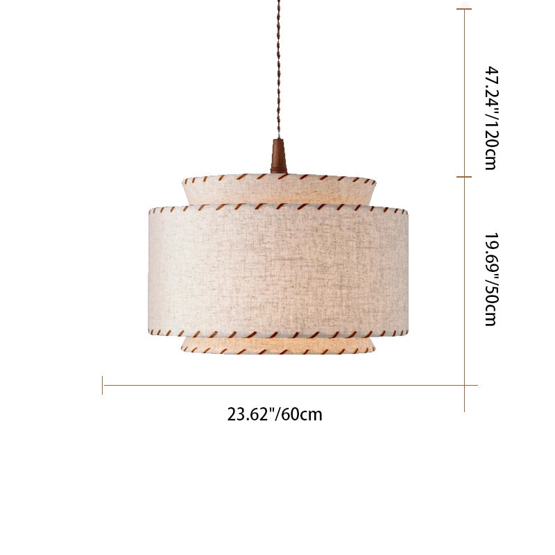 BohoGlow Pendelleuchte | Doppelzylinder Stoffschirm | Boho-Stil | Elegante Beleuchtung für Wohnzimmer