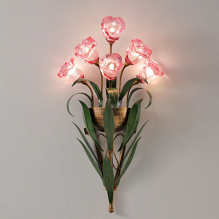 FloraLux Wandlampe | Modern Minimalist Design | 6/10-flammig | Glasblüten | Dekorative Beleuchtung