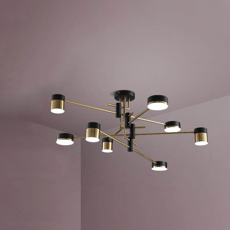 ZenithGlow Minimalistische Deckenleuchte | Schwarz-Gold Design | 4-8 Lichter | Halbaufbau-Leuchte