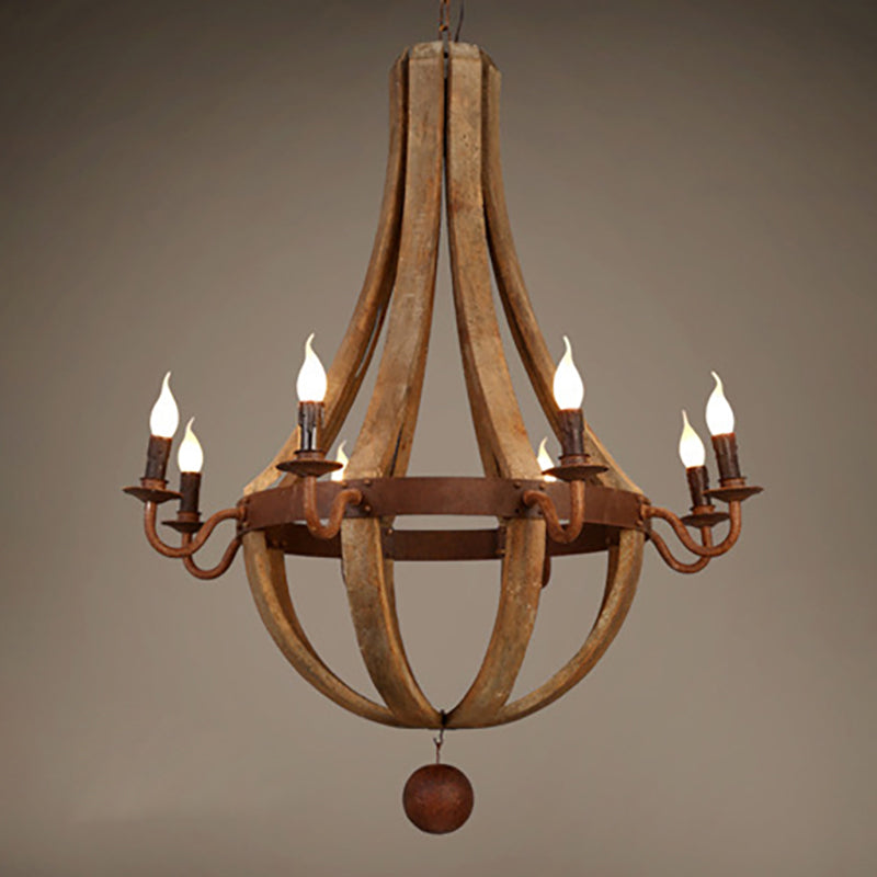 RustiLuxe Runde Ast-Kerzenhalter Holz-Eisen Kronleuchter | 5/6/8 Lichter | Landhausstil