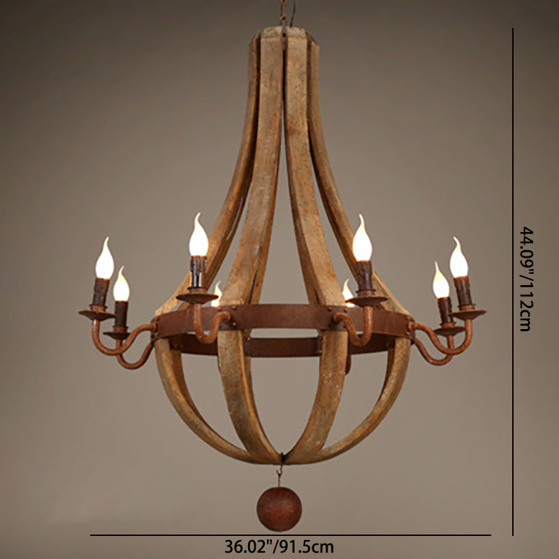 RustiLuxe Runde Ast-Kerzenhalter Holz-Eisen Kronleuchter | 5/6/8 Lichter | Landhausstil