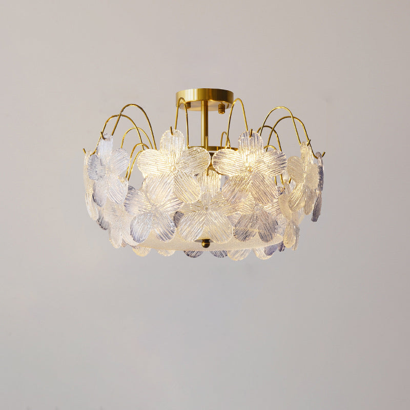 FleurIron Semi-Flush Deckenleuchte | Französisches Design | 5/6 Lichter | Blumenoptik | Wohnzimmerbeleuchtung