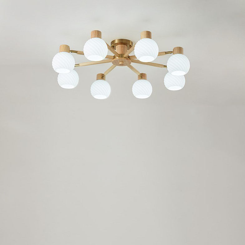 TranquiLight Wabi-Sabi Deckenleuchte | Minimalistisches Design | Holz & Glas | 3/6/8-Licht Lampe