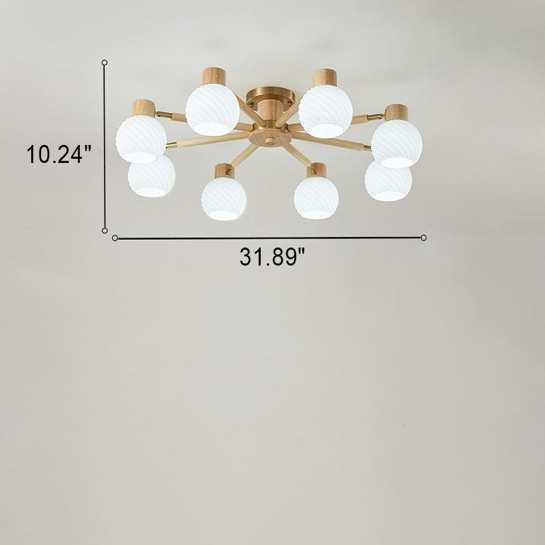TranquiLight Wabi-Sabi Deckenleuchte | Minimalistisches Design | Holz & Glas | 3/6/8-Licht Lampe