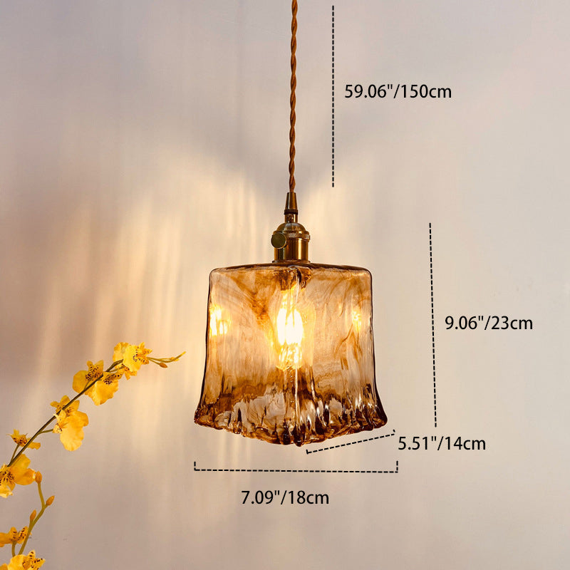 Amberlux Vintage Pendelleuchte | Quadratisches Glas & Messing | Traditionelles Design | Wohnzimmerlicht