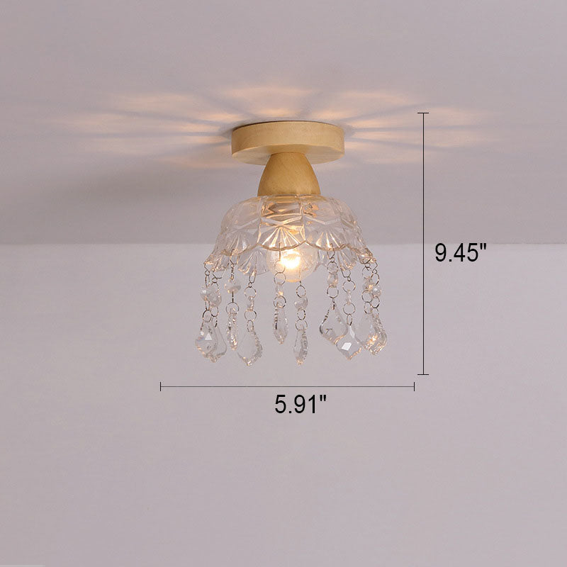 Logra Japanese Minimalist 1-Licht Semi-Flush Mount Deckenleuchte | Holz & Glas | Stimmungslicht | Deko für Zuhause