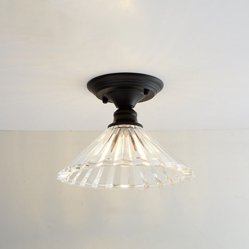 AuroraBloom Nordic Vintage LED-Deckenleuchte | Glasblumen-Design | Rund | Geometrisches Muster | Halbeinbau