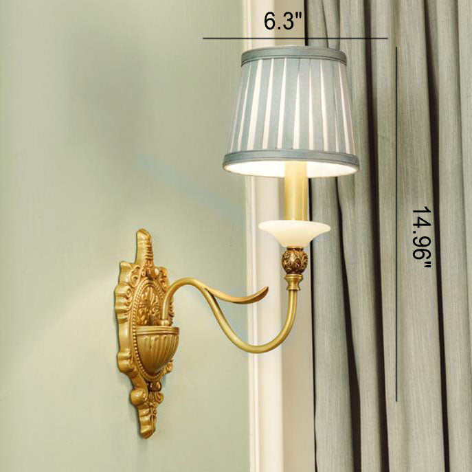 OpulLux Wandlampe | Europäisches Luxusdesign | Stoffschirm & Messing | 1-2 Flammig
