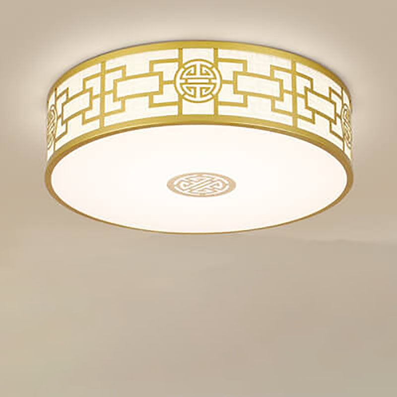 LunaHalo LED Deckenleuchte | Modernes Chinesisches Design | Runder Stoffschirm | Dimmbar
