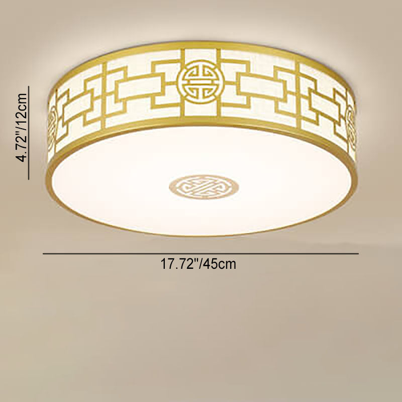LunaHalo LED Deckenleuchte | Modernes Chinesisches Design | Runder Stoffschirm | Dimmbar