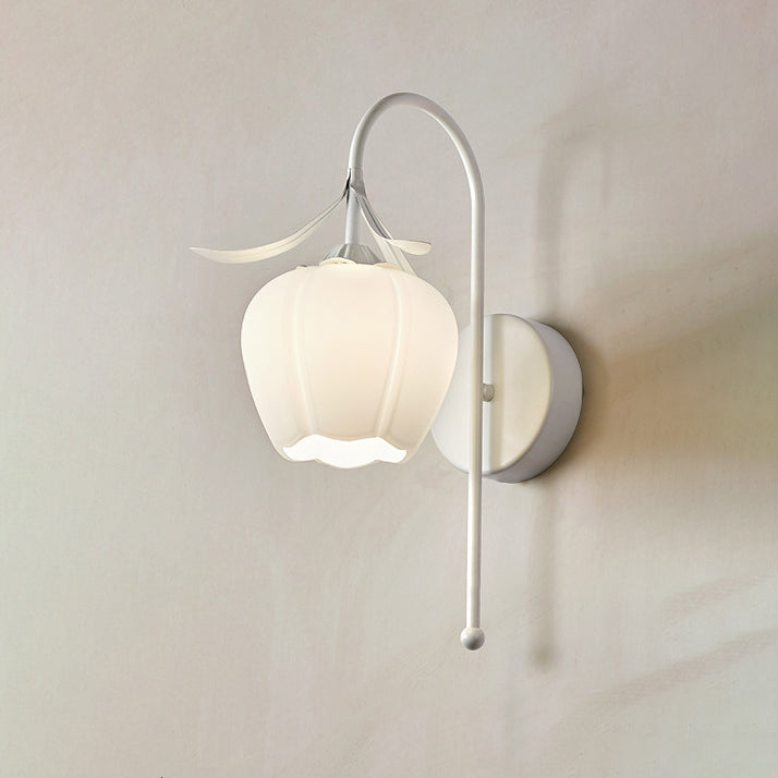 Lunaris Wandlampe Nordic Vintage Design | Kürbisglas | Florales Muster | 1-Flammig | Wandleuchte