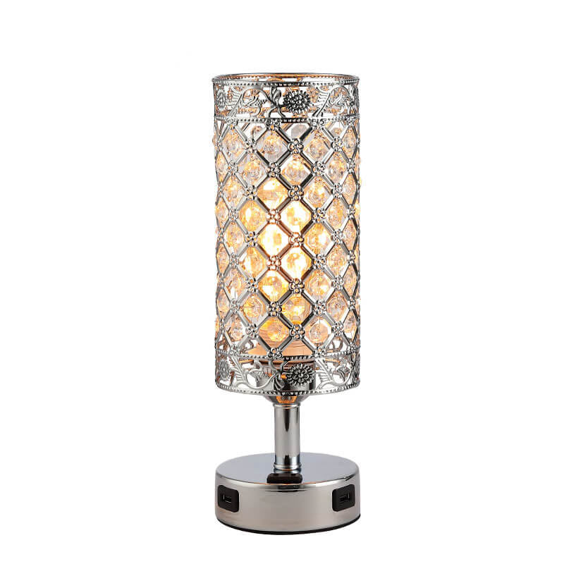 LustraTouch Tischlampe | Zylindrischer Metallschirm | USB-Ladefunktion & Touch-Schalter | Moderne 1-Licht LED Leuchte