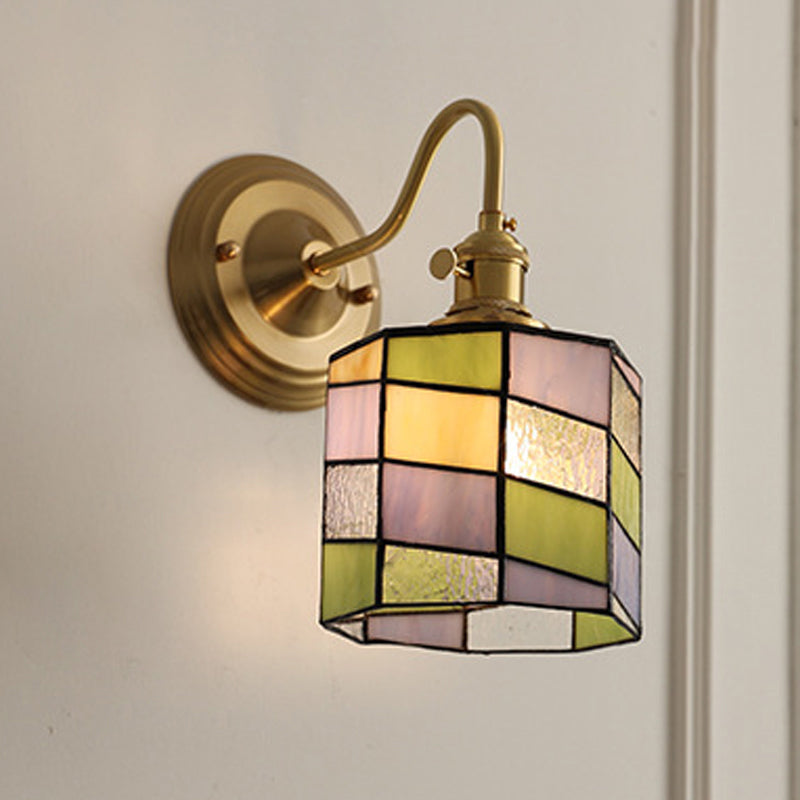 AuroraGlint Tiffany Kupfer Wandleuchte | Klassisches Design | Hochwertiges Glas | Ideal für Wohnzimmer