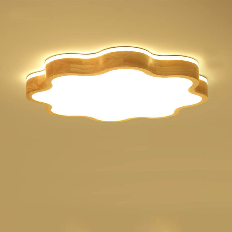 Blomina LED Deckenleuchte | Blütenförmiges Holzdesign | Nordic Stil | Dimmbar & Farbwechsel | Deckenlampe