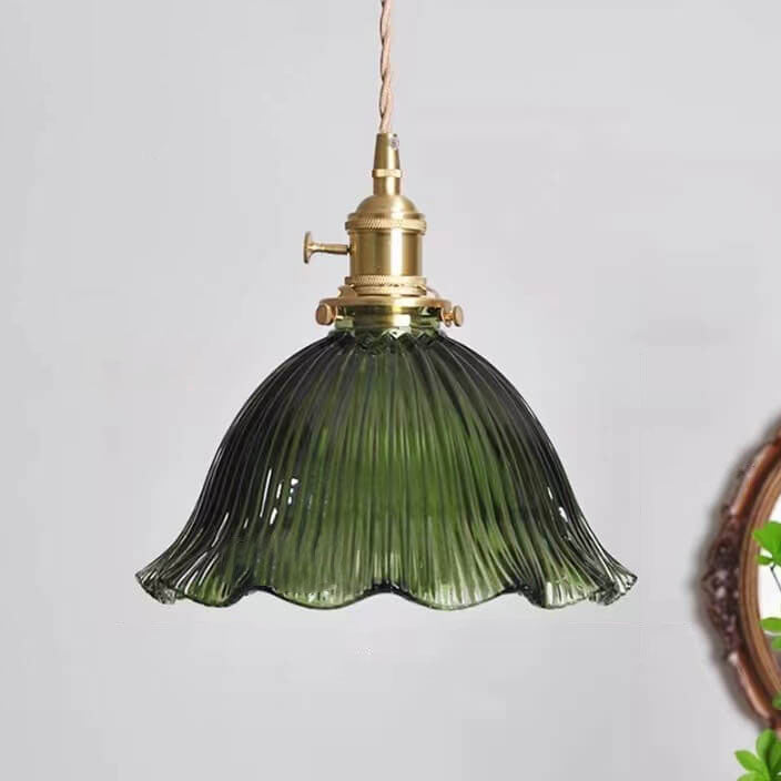 OrnaLite Nordic Pendelleuchte | Kupfer & Walnussholz | Blütendesign | Minimalistischer Stil