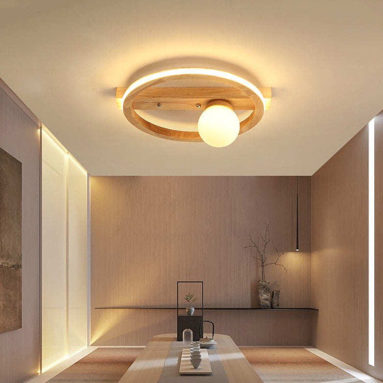 Velustra Nordic Holz LED Deckenleuchte | Modernes Design | Energieeffizient | Runde Holzlampe für Zuhause
