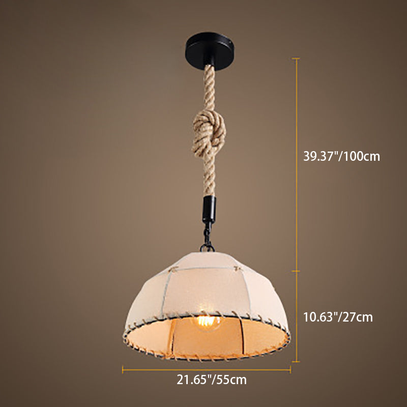 RustiShade Hängelampe | Halbrunder Stoffschirm | Rustikales Design | Für Esszimmer & Küche | In 3 Größen erhältlich