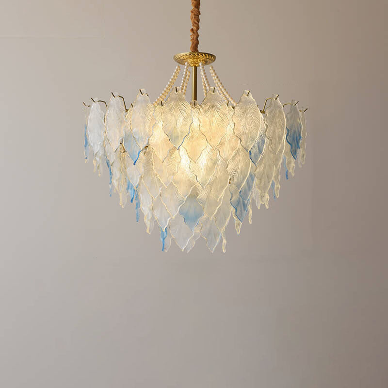 LeafElegance Kronleuchter im französischen Stil | Baumblatt-Design | 3/6/9/12 Lichter | Eisen & Kupfer mit Glaskristallen