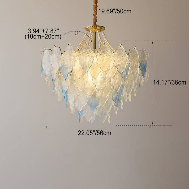 LeafElegance Kronleuchter im französischen Stil | Baumblatt-Design | 3/6/9/12 Lichter | Eisen & Kupfer mit Glaskristallen