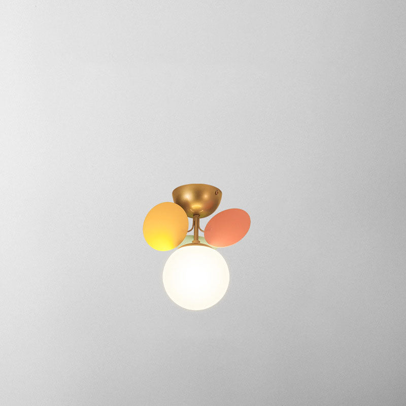 BloomLume Mid-Century Deckenleuchte | Blumen-Deko & Glas-Kugel | 1-4 Flammen | Modern & Stilvoll | Für Wohnzimmer