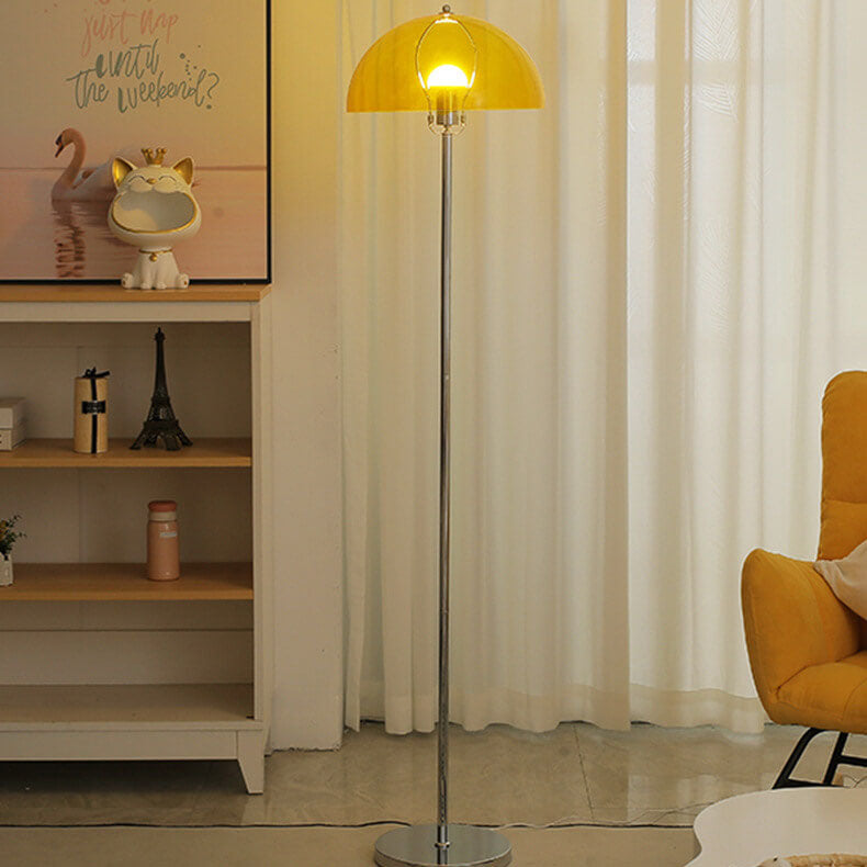 AuroraDome Nordic Vintage Acryl LED Stehlampe | Klarer Kuppelschirm | 3 Lichtfarben | Elegantes Design für Wohnräume