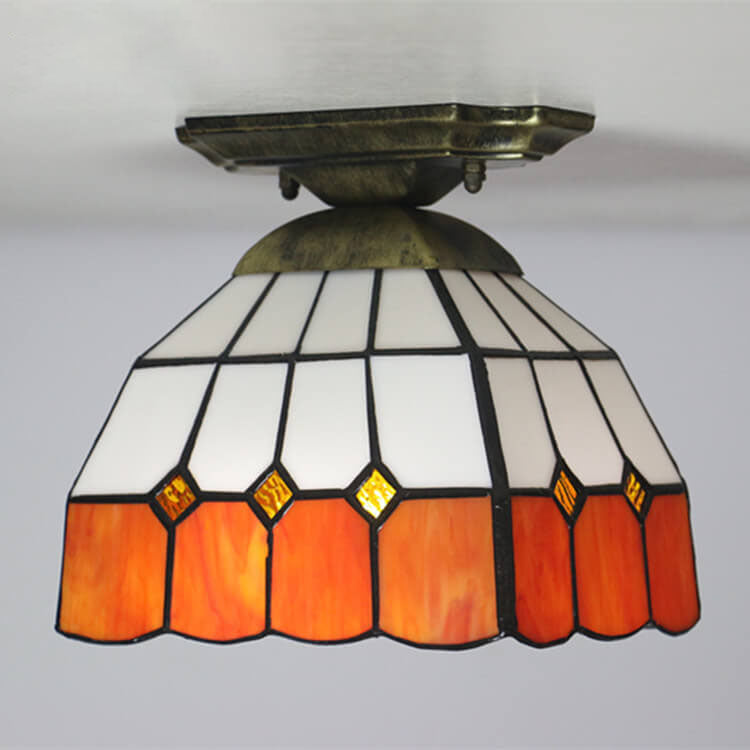DomeLight Tiffany Deckenleuchte | Buntglas-Kuppel | Semi-Flush Mount | Vintage-Stil | LED Beleuchtung