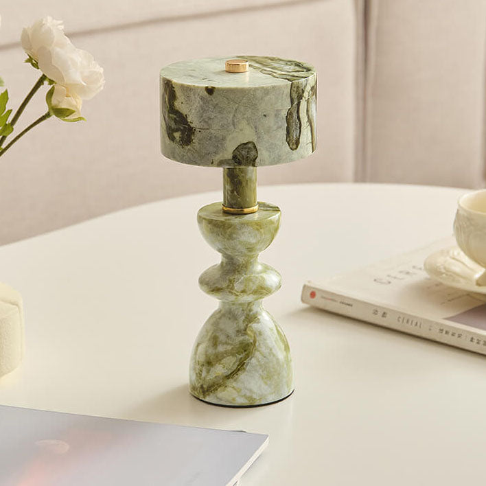 LumiIron Minimalistische LED Tischlampe mit Marmorfuß | USB-Anschluss | Dekorative Beleuchtung | Weiß, Orange, Grün, Translucent Weiß