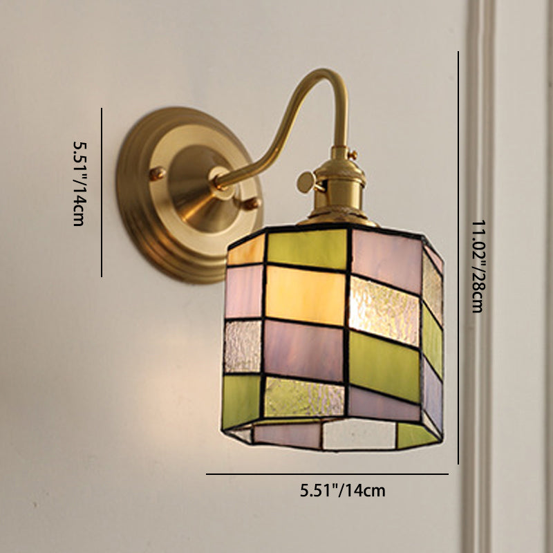 AuroraGlint Tiffany Kupfer Wandleuchte | Klassisches Design | Hochwertiges Glas | Ideal für Wohnzimmer