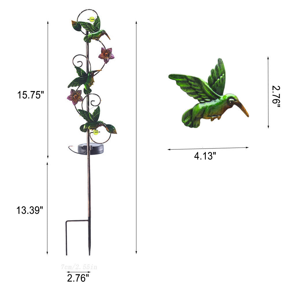 GardenGlow Solar Gartenleuchte | Metall-Design | Schmetterling, Libelle, Kolibri | Landschaftsbeleuchtung