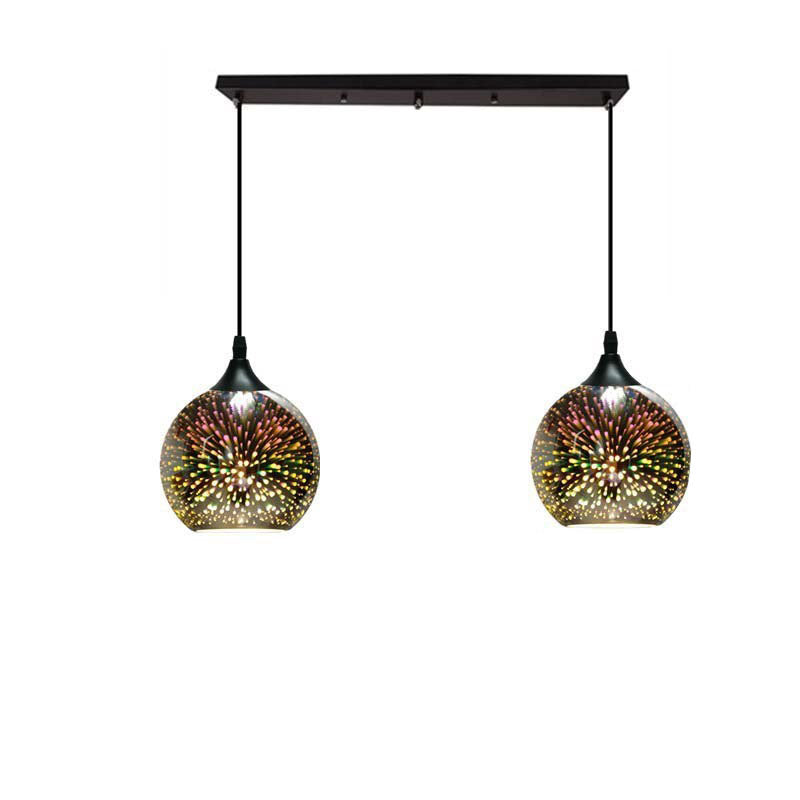 ElysianSpark 3D Creative LED Kronleuchter | 2/3 Lichter | Feuerwerksglas-Dome | Modernes Design | Stimmungslicht für Zuhause