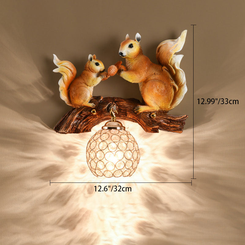 Crystanova Wandleuchte | Kreatives Eichhörnchen-Design | Kristall-Details | 1-flammige Lampe für Schlafzimmer