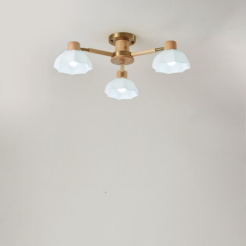 TranquiLight Wabi-Sabi Deckenleuchte | Minimalistisches Design | Holz & Glas | 3/6/8-Licht Lampe