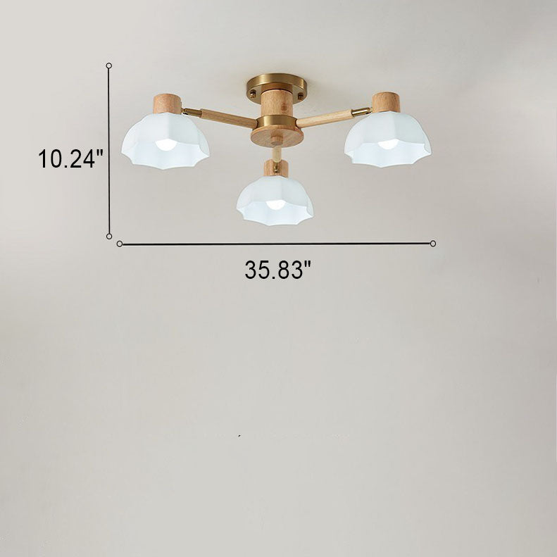 TranquiLight Wabi-Sabi Deckenleuchte | Minimalistisches Design | Holz & Glas | 3/6/8-Licht Lampe